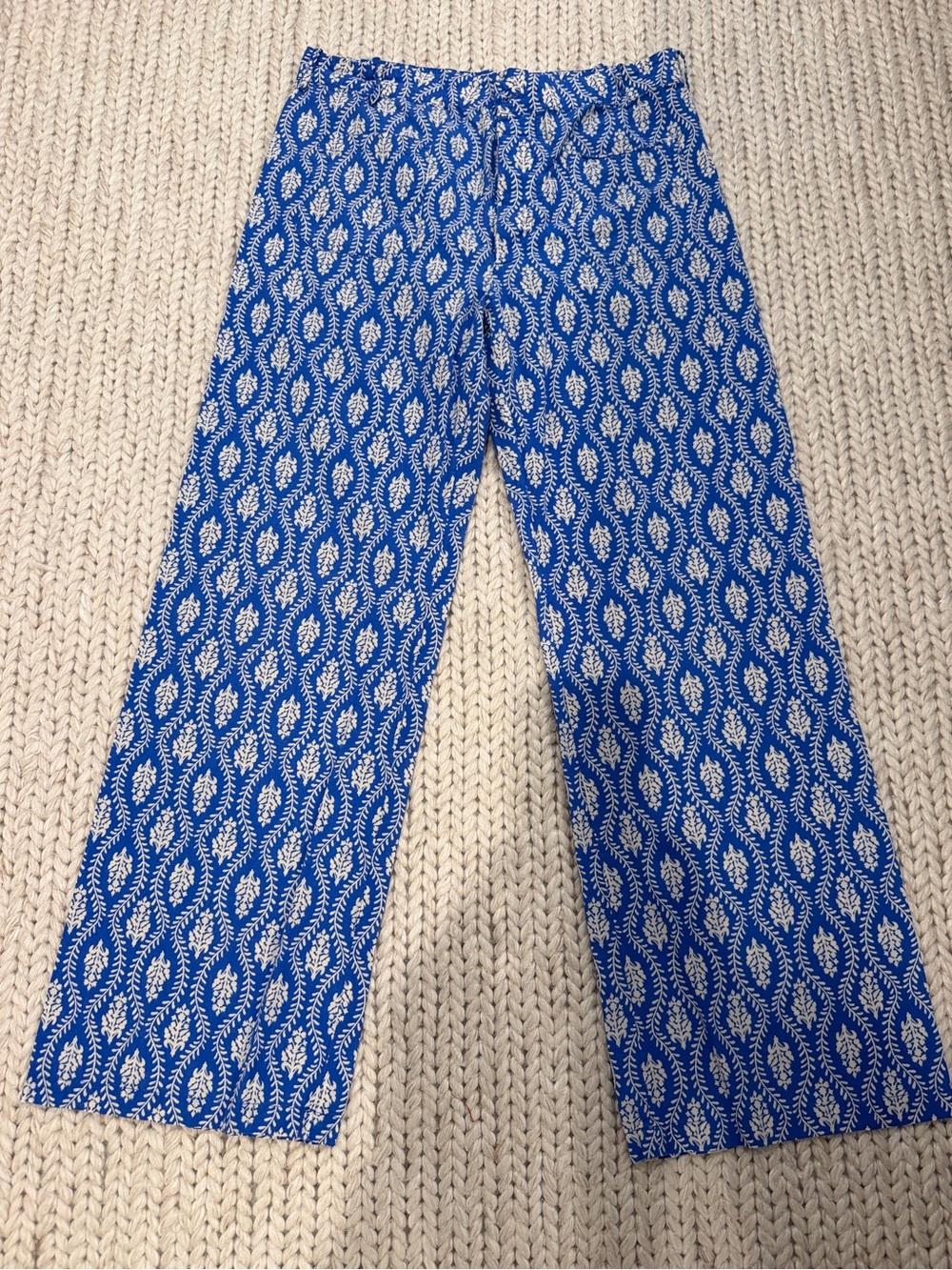 Zara Girls' Royal Blue and White Printed Pull-On Pants